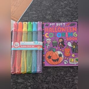 New Halloween Coloring Book And New Bubble Stick Set - Multicolor